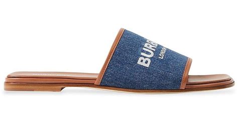 blue burberry slides|burberry denim slides.